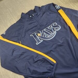 Tampa Bay Rays Coachs Jacket Men XL Majestic Cool Base Pullover Sideline MLB